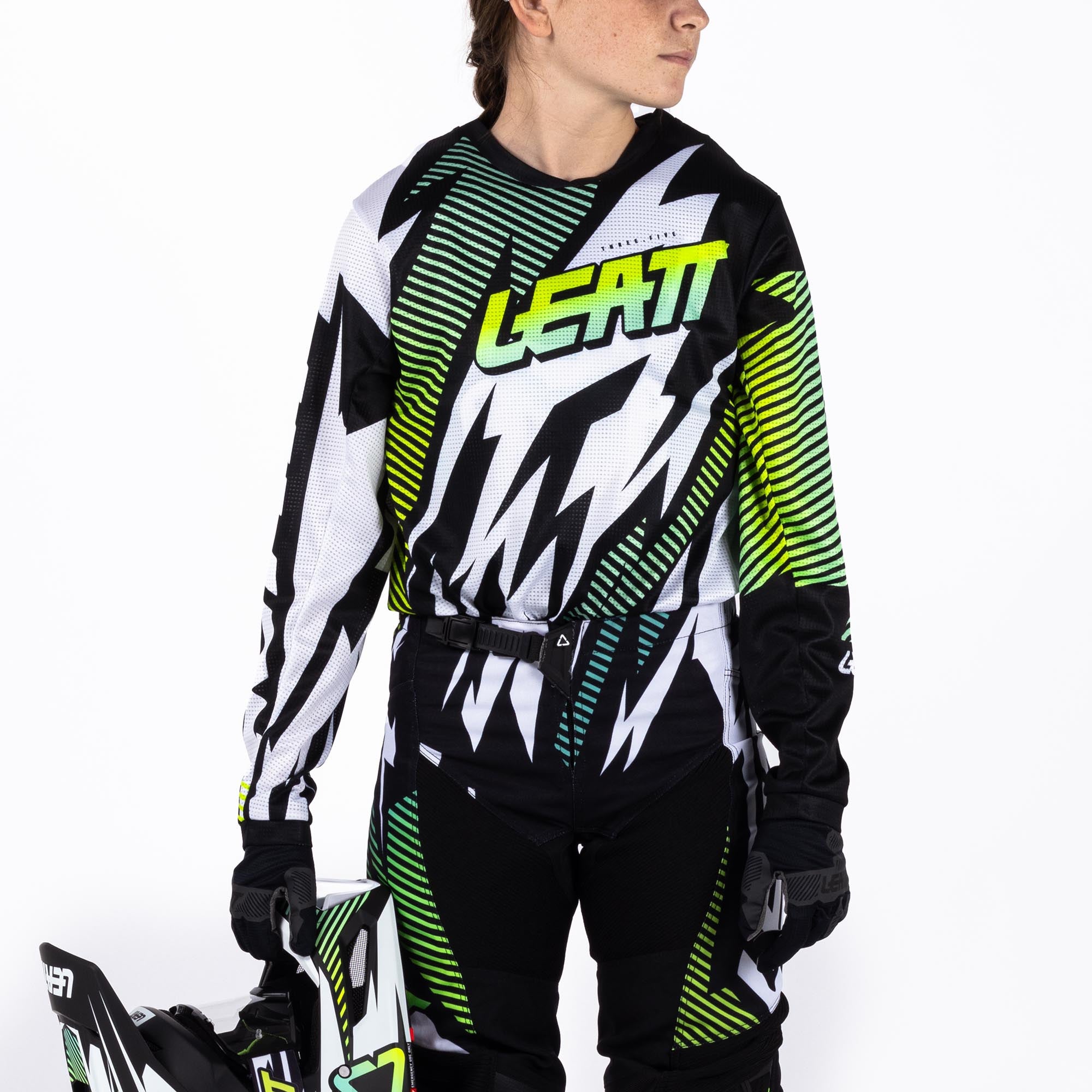 Leatt Moto Ride Kit 3.5 V26 Sada motokrosových dresů a kalhot pro mládež bílá/černá/zelená XS Obrázek 2