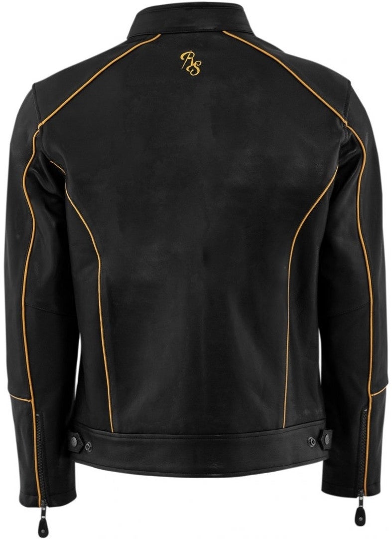 Rusty Stitches Chase Motorcycle Leather Jacket black/gold 4XL Figure 2