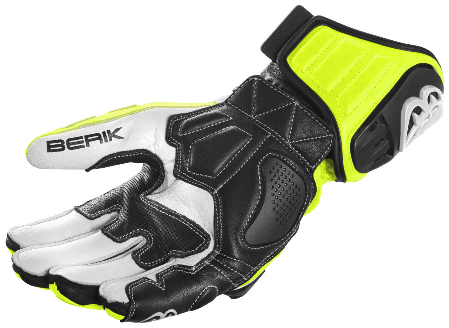 Berik Track Plus Motorcycle Gloves čierna/biela/neónovo-žltá M Obrázok 4