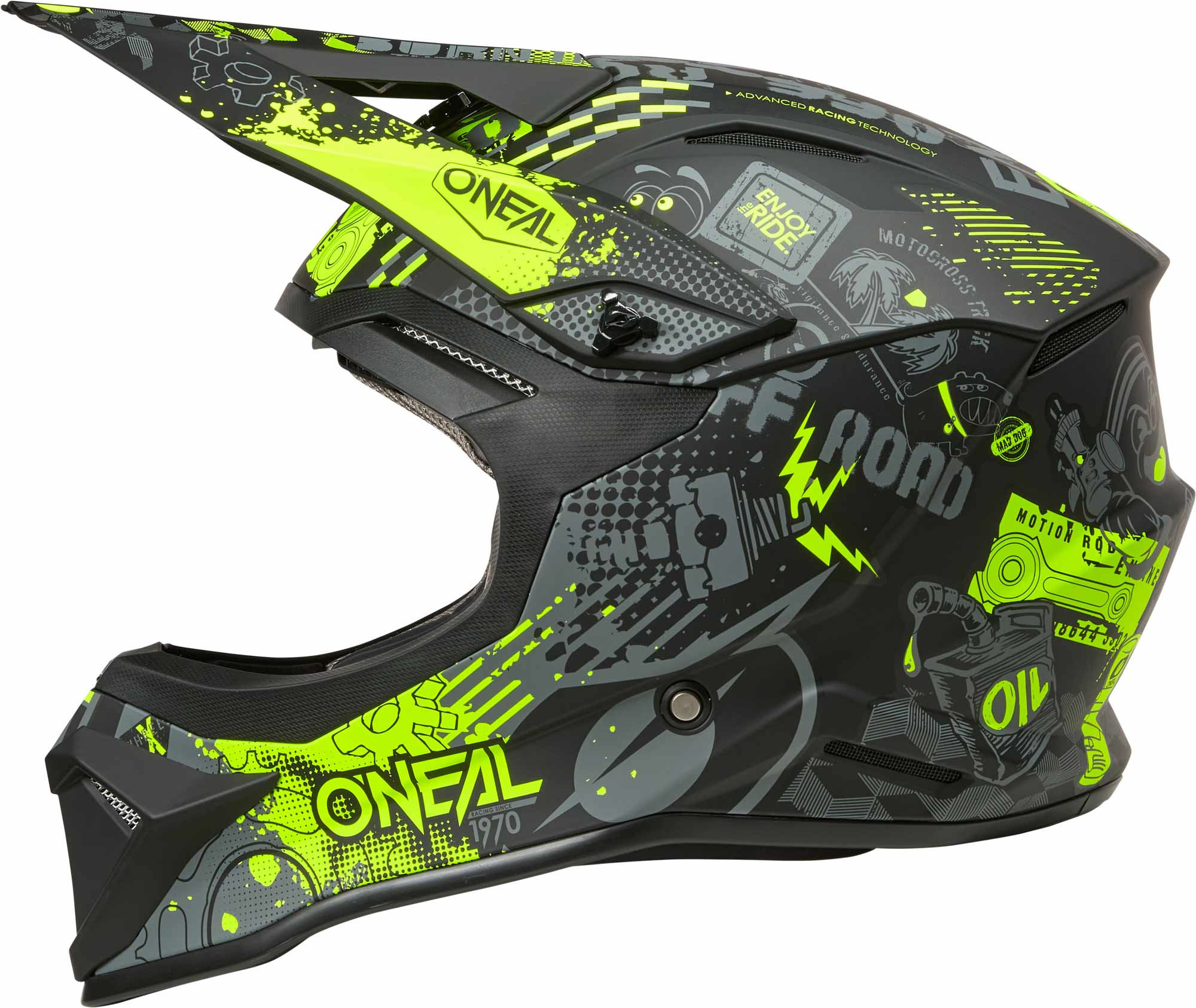 Oneal 1SRS VIBRANT Casco da motocross giovanile nero/giallo neon Y/XL (51-52) Figura 4