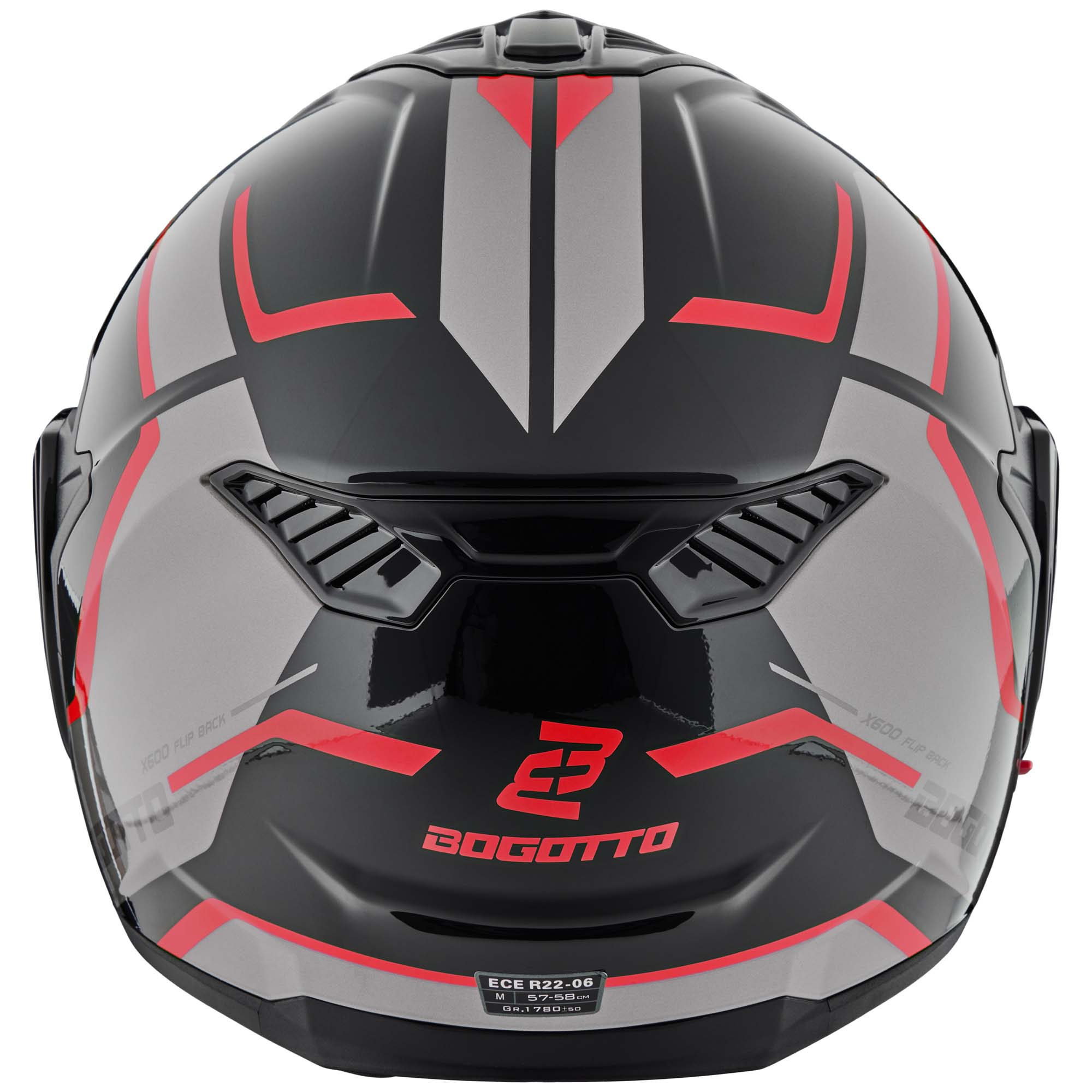 Bogotto FS-X600 Vyda Hjälm svart matt/grå/röd XS Figur 7