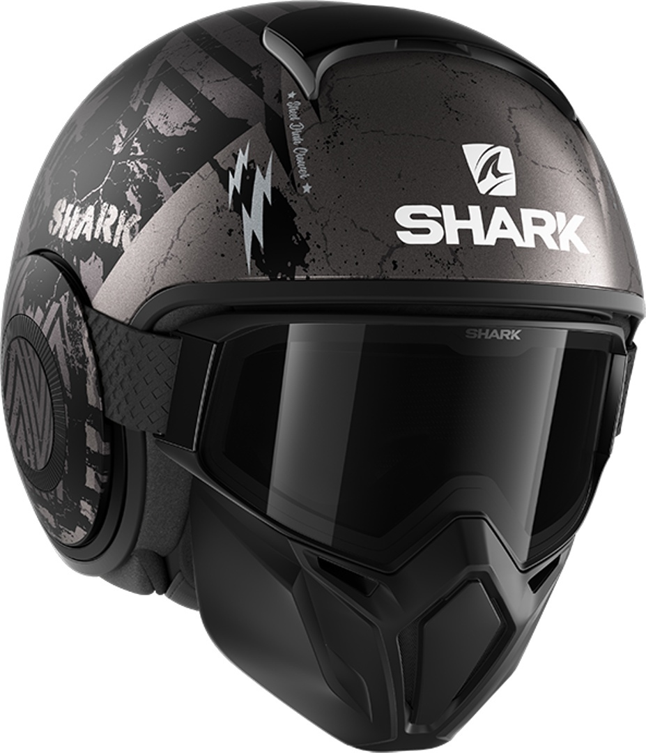 Shark Street-Drak Crower Jet hjälm Svart matt/grå XS (53/54) Figur 3
