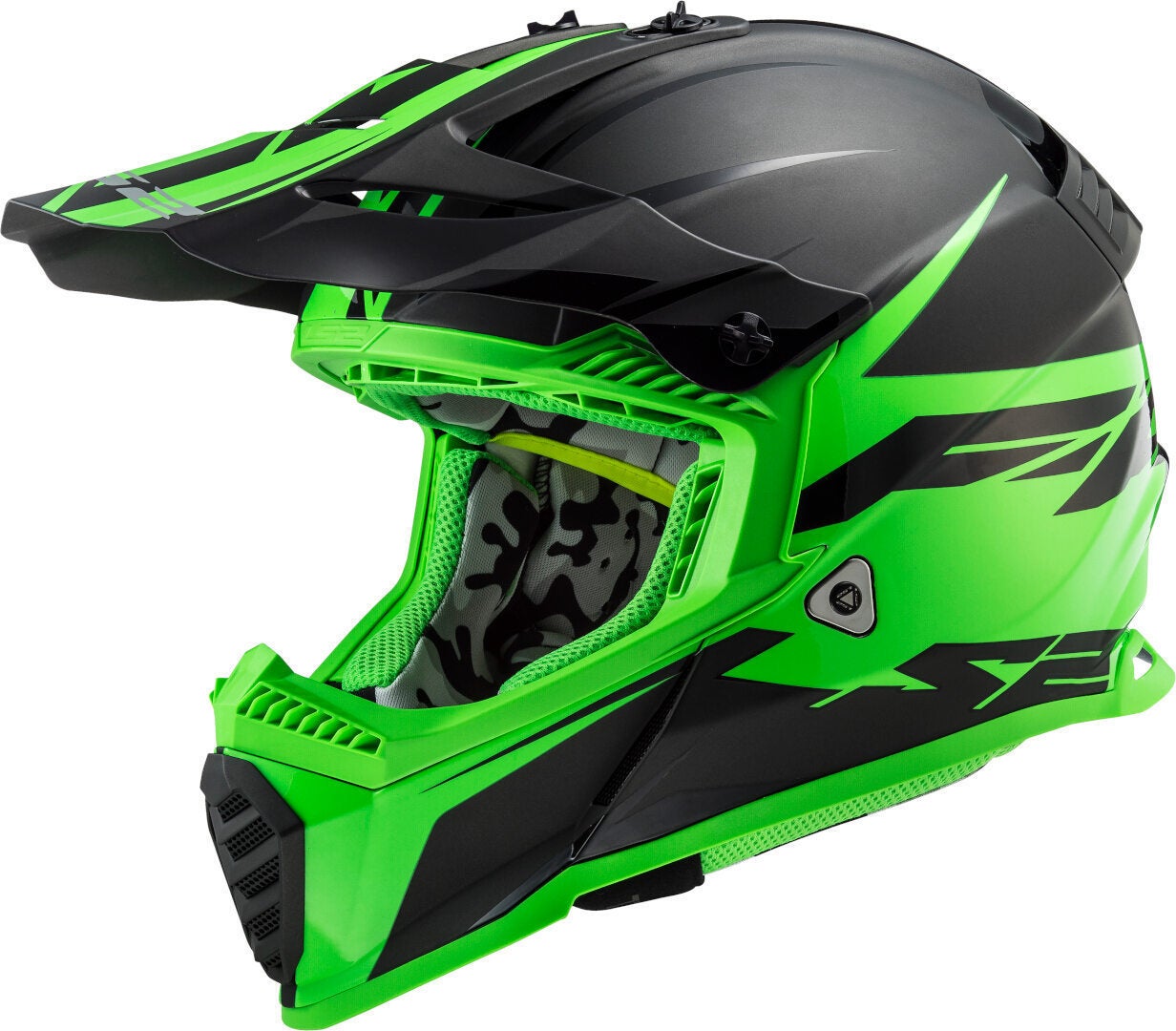 LS2 MX437 Fast Evo Roar Casque Motocross Noir mat/vert M (57/58) Figure 1