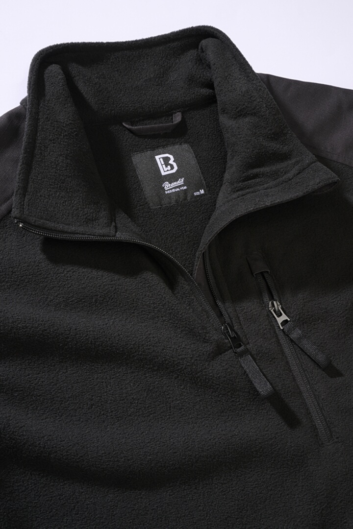 Brandit Fleece Ripstop Pull demi-zip noir 5XL Figure 5