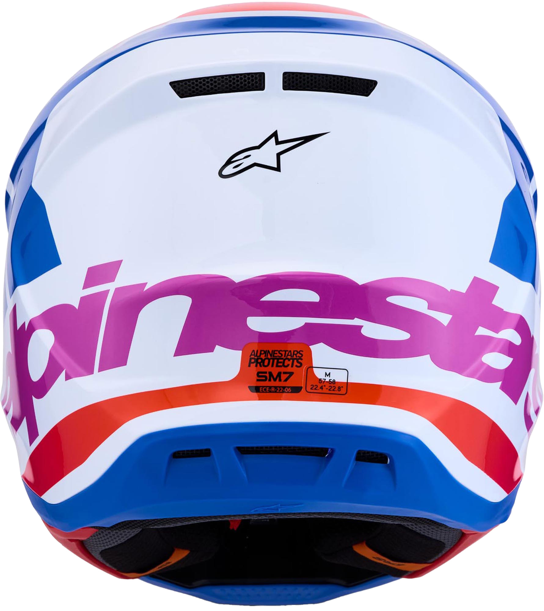 Alpinestars S-M7 Core Casque de motocross Blanc/Bleu/Orange M (57/58) Figure 3