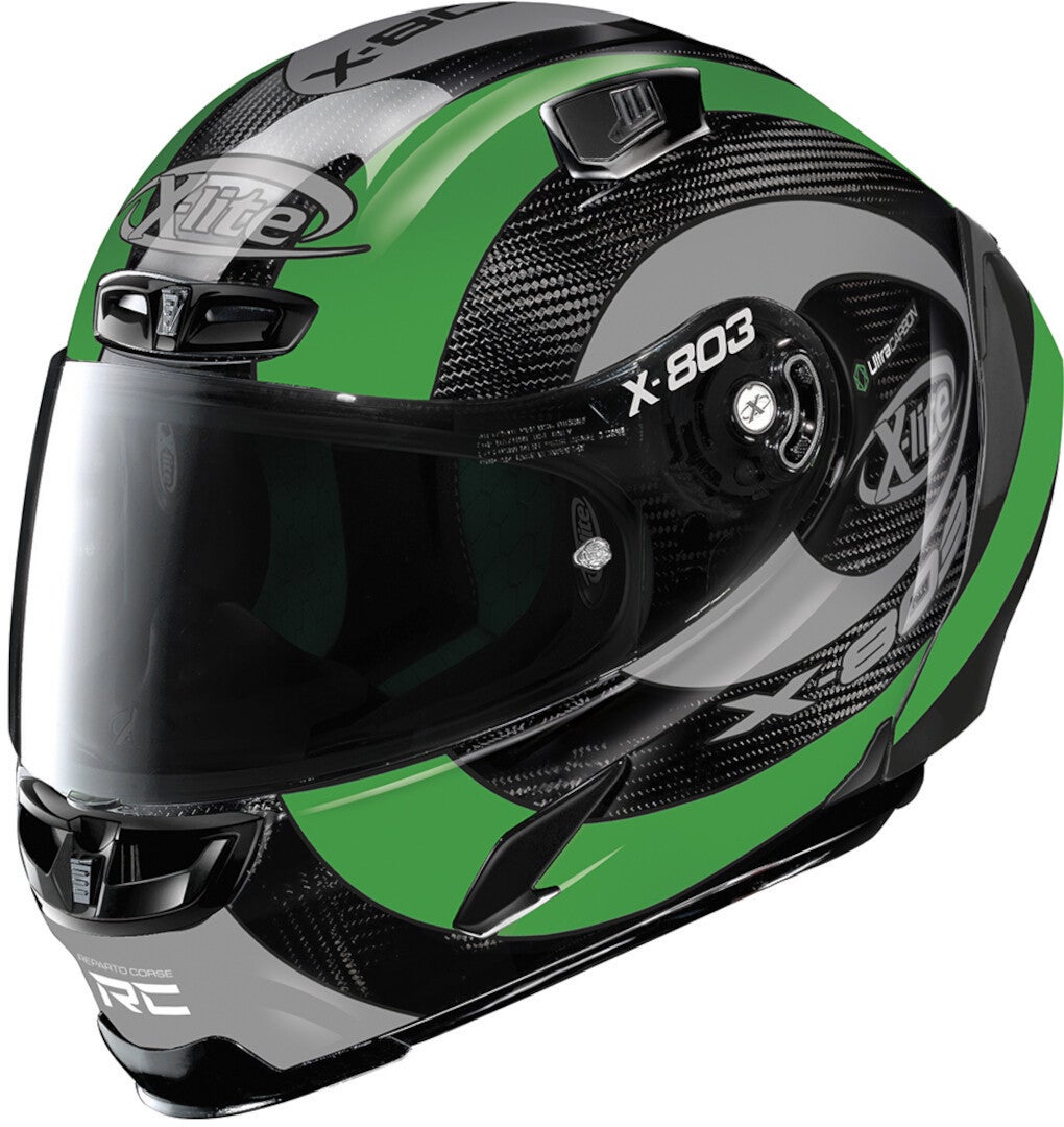 X-Lite X-803 RS Ultra Carbon Hattrick Hjelm sort/grå/grøn L (60) Figur 1