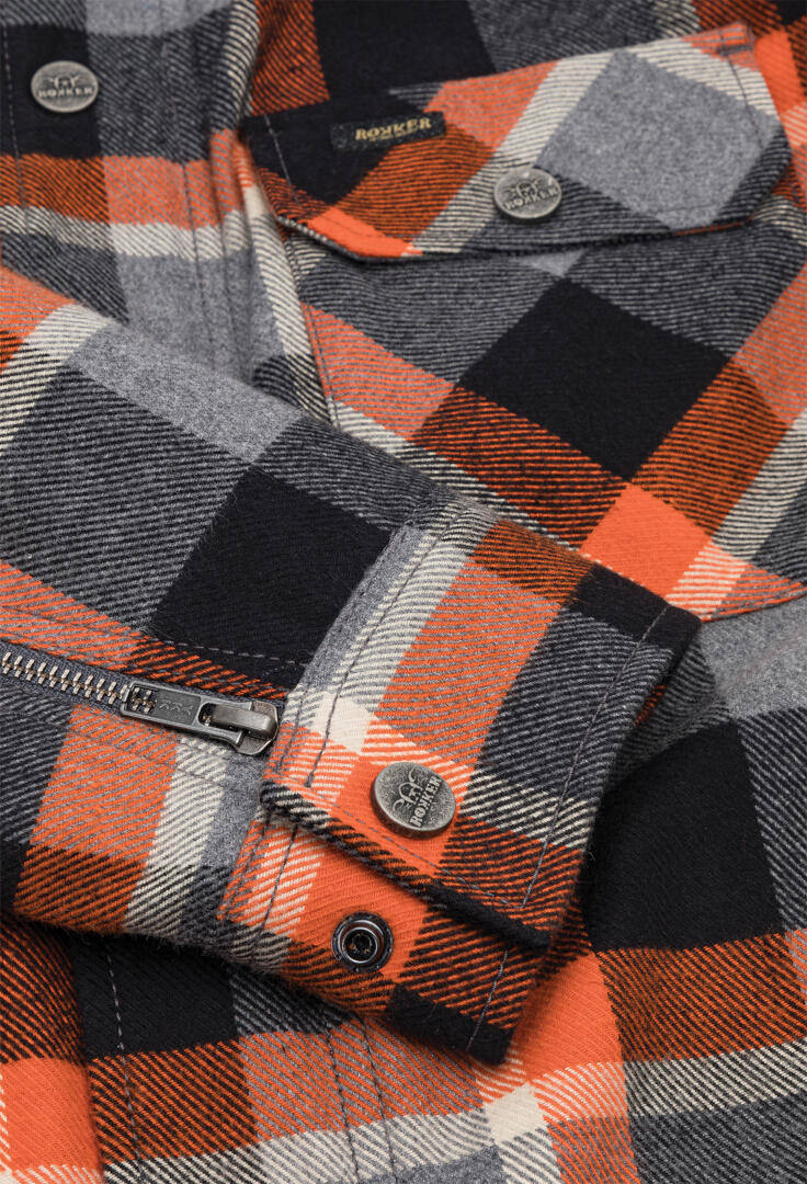 Rokker Memphis Rider Motorcycle Shirt orange/grey M Figure 6