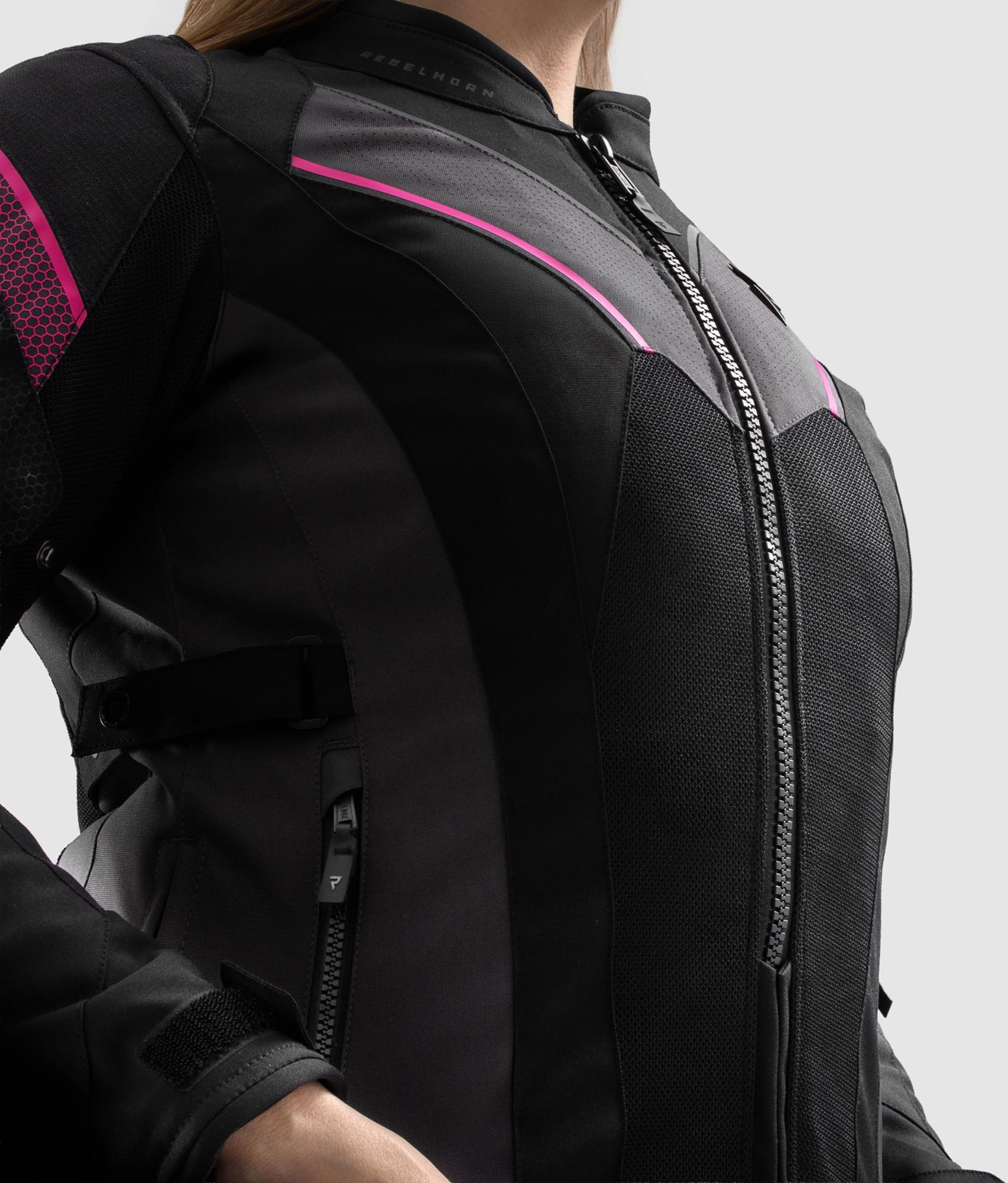 Rebelhorn Hiflow 5 waterproof Ladies Motorcycle Textile Jacket black/grey/pink S Figure 3