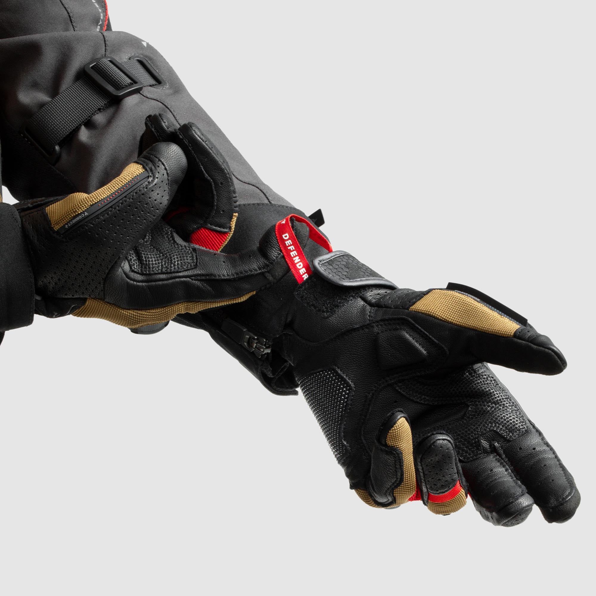 Rebelhorn Defender Motorrad Handschuhe schwarz/khaki/rot XS Abbildung 9