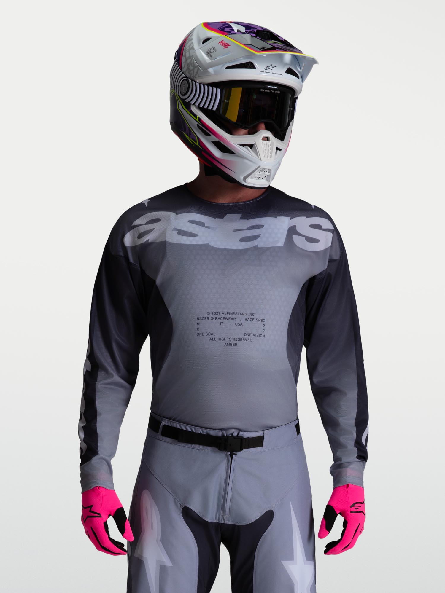 Alpinestars Racer Amber Motocrosstrøje grå/lilla S Figur 7