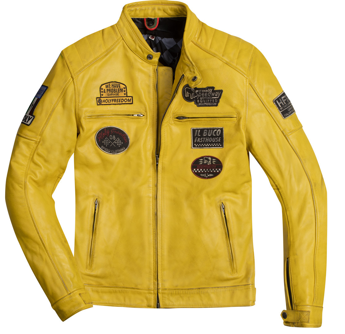 HolyFreedom Zero Evolution Motorcycle Leather Jacket yellow L Figure 1