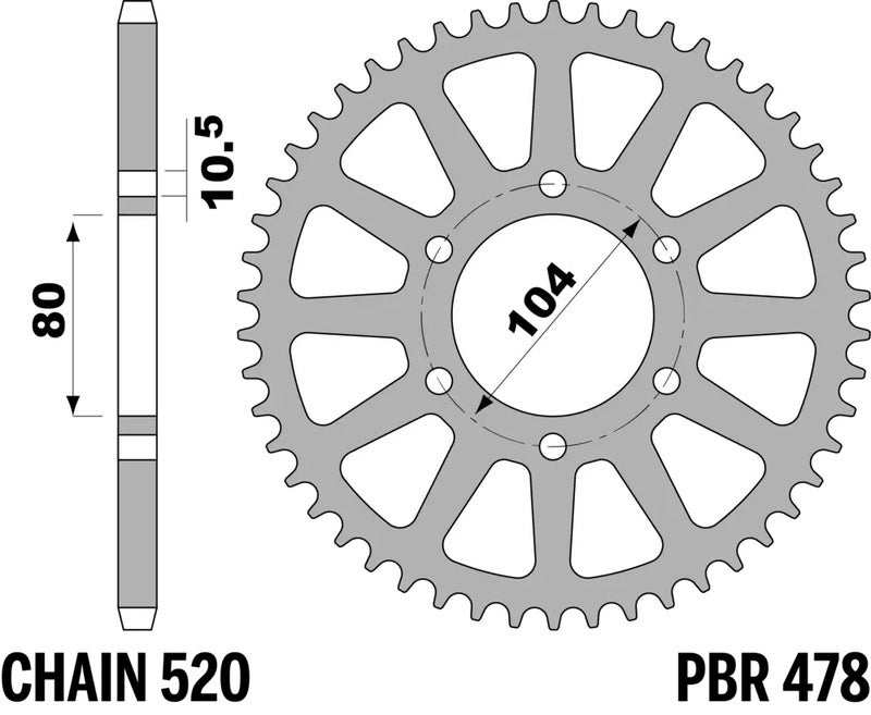 PBR Rear Sprocket Alu Reinforced - 520 Figure 1