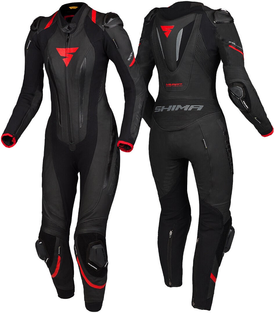 SHIMA Miura RS Dames eendelig motorfiets lederen pak Zwart/Rood 40 Figuur 3