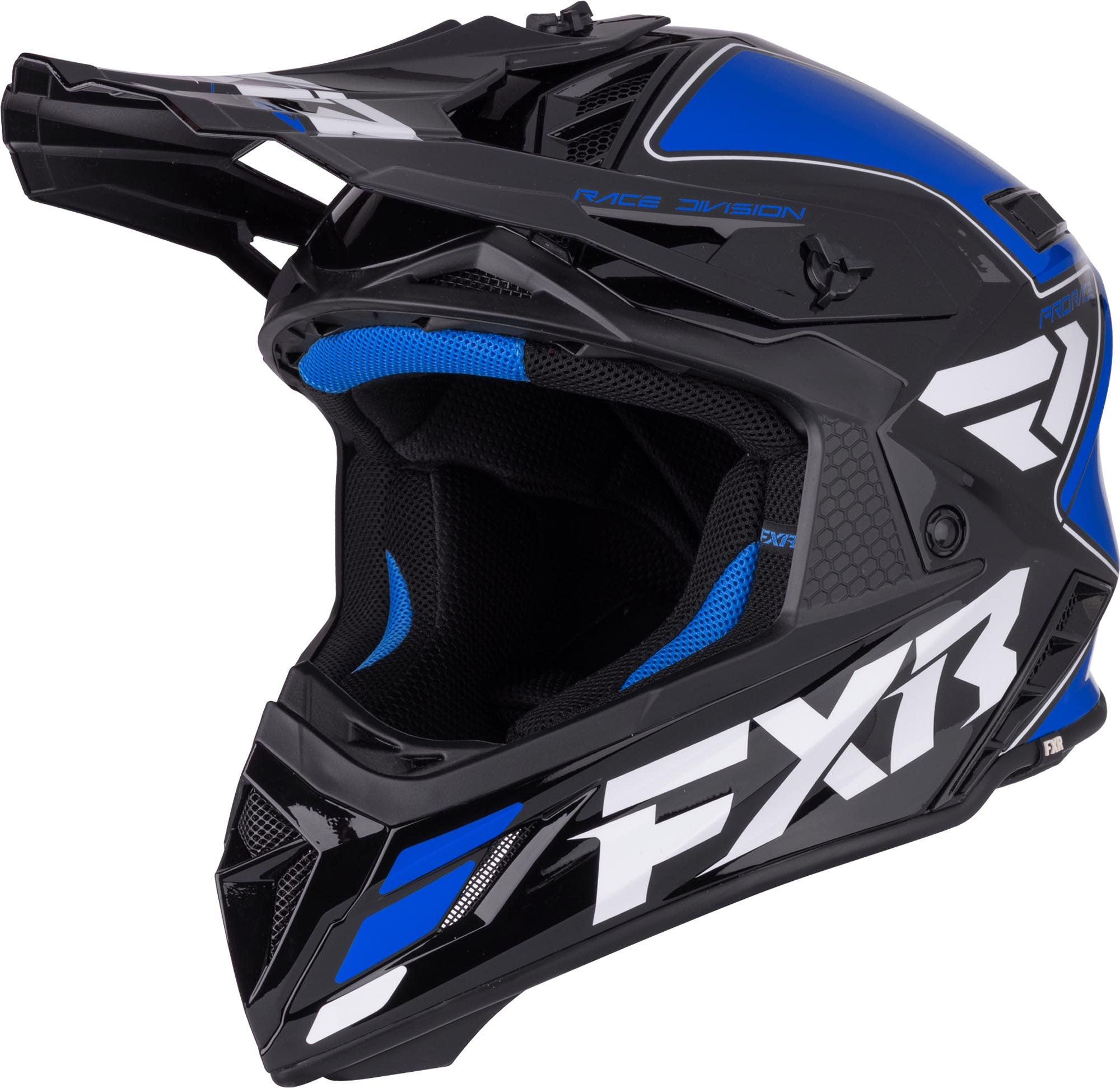 FXR Helium Logo Carbon Мотокрос каска черно/синьо/бяло S Фигура 1