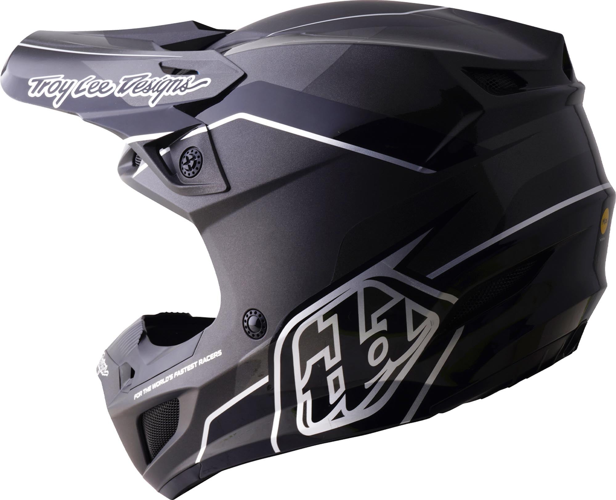 Side view of Troy Lee Designs SE5 Polycarbonate MIPS Stand Motocross Helmet