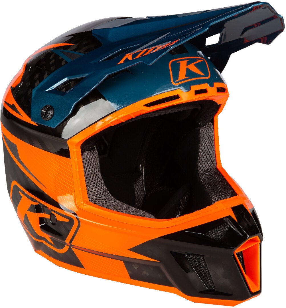 Klim F3 Carbon Pro Casco Motocross Arancione/blu L (58/59) Figura 3
