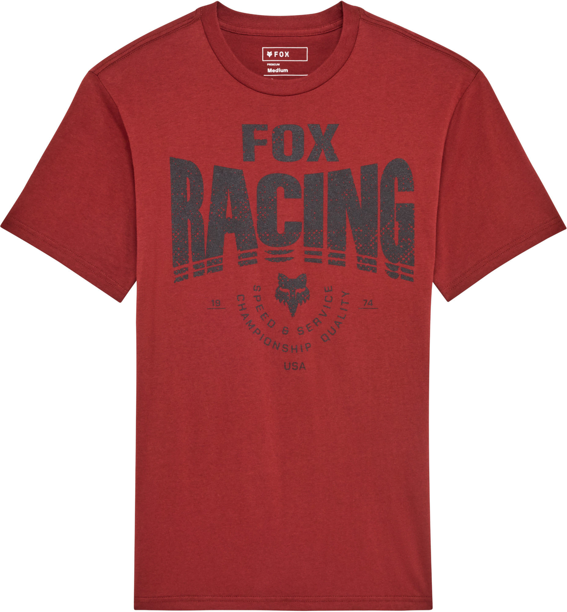 FOX Tread Premium T-Shirt dark red/grey M Figure 1