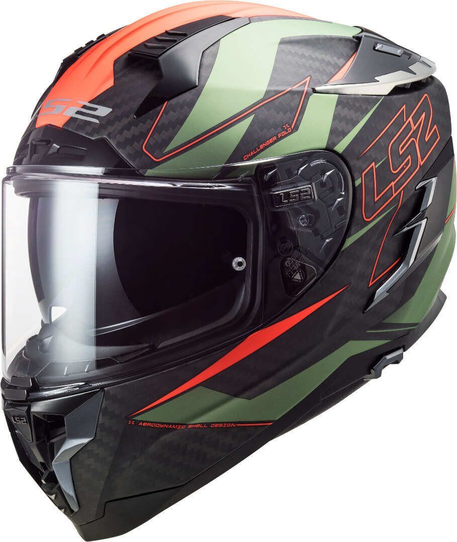 LS2 FF327 Challenger Fold Carbon Casque Vert/Noir/Orange S (55/56) Figure 1