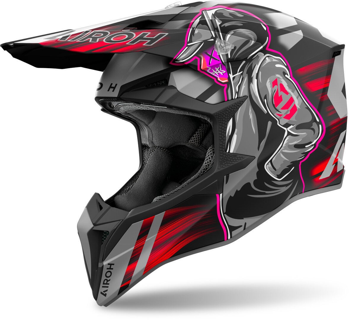 Airoh Wraaap Cyber Motocross Helmet black/grey/red S (55/56) Figure 1