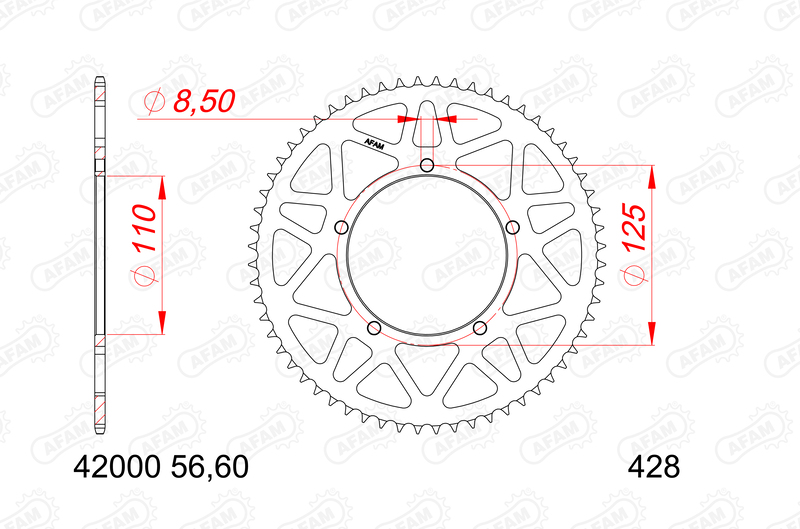 AFAM Kedjesats A428M 13/60 - Bakdrev i aluminium typ 42000 Figur 3