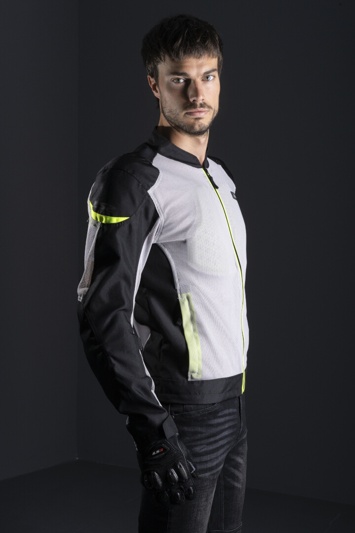 LS2 Airy Motorrad Textiljacke hellgrau/schwarz/neon-gelb M Abbildung 5