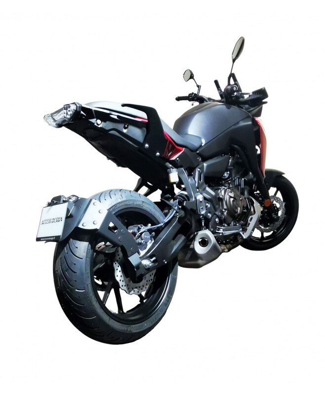 Design de acces "Wheel Mountted" Suport pentru plăcuțe Yamaha MT-07 Negru Deținătorul plăcuței de înmatriculare Figura 1