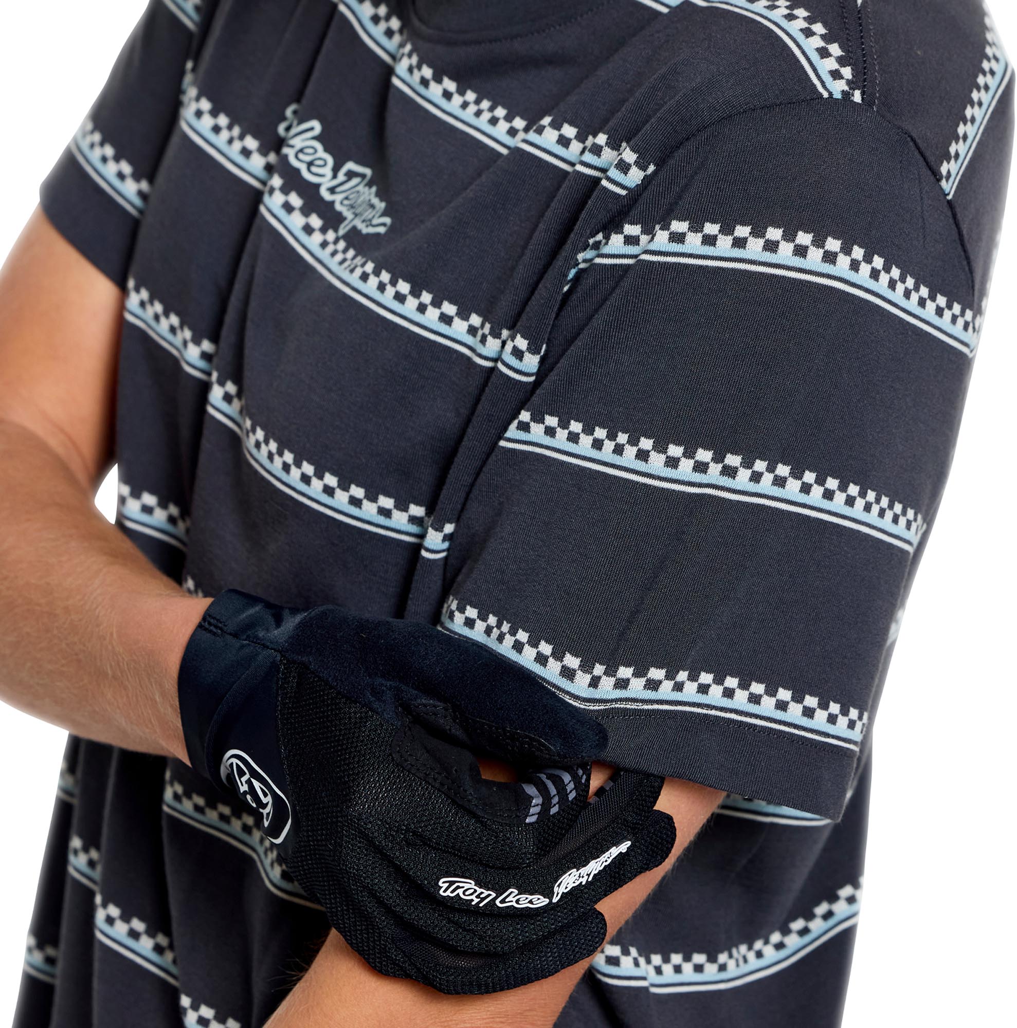 Side view of Troy Lee Designs Lilium Ride Checked Out Ladies Short Sleeve Bicycle Jersey