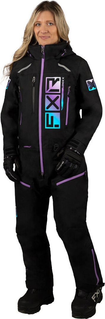 FXR Recruit Lite 2023 Ladies One Piece Snowmobile Suit nero/viola 16 Figura 1