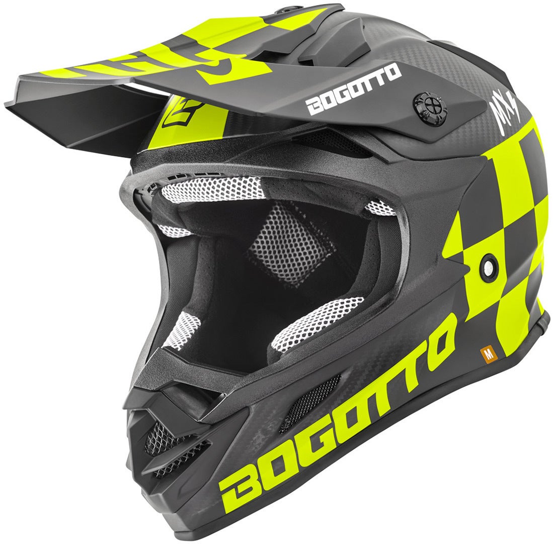 Bogotto V328 Xadrez Carbon Casco da motocross nero/giallo 2XL Figura 1