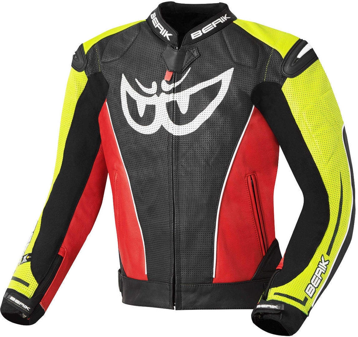 Berik Street Motorcycle Leather Jacket black/red/yellow 56 Figure 1