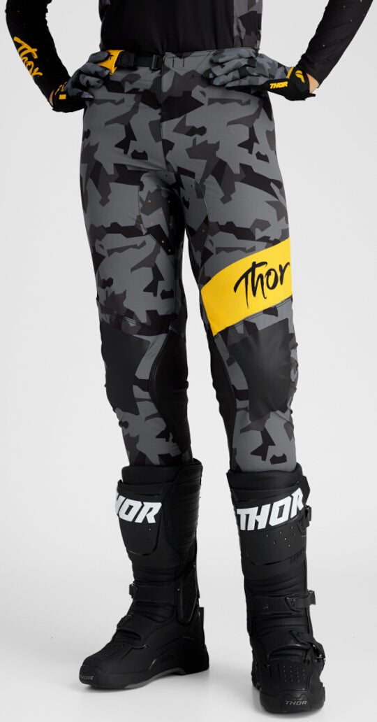 Thor Sportmode Shadow Dame Motocross bukser grå/sort/gul 3/4 Figur 8