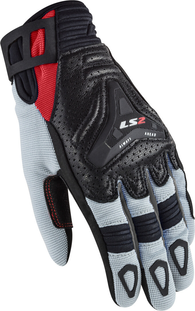 LS2 All Terrain Gants de moto perforés Noir/Gris/Rouge M Figure 1