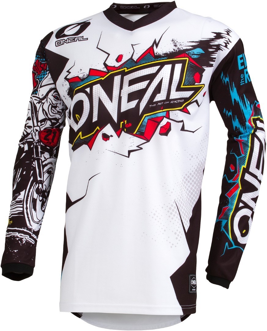 Oneal Men's White Elet Villain Motocross Jersey