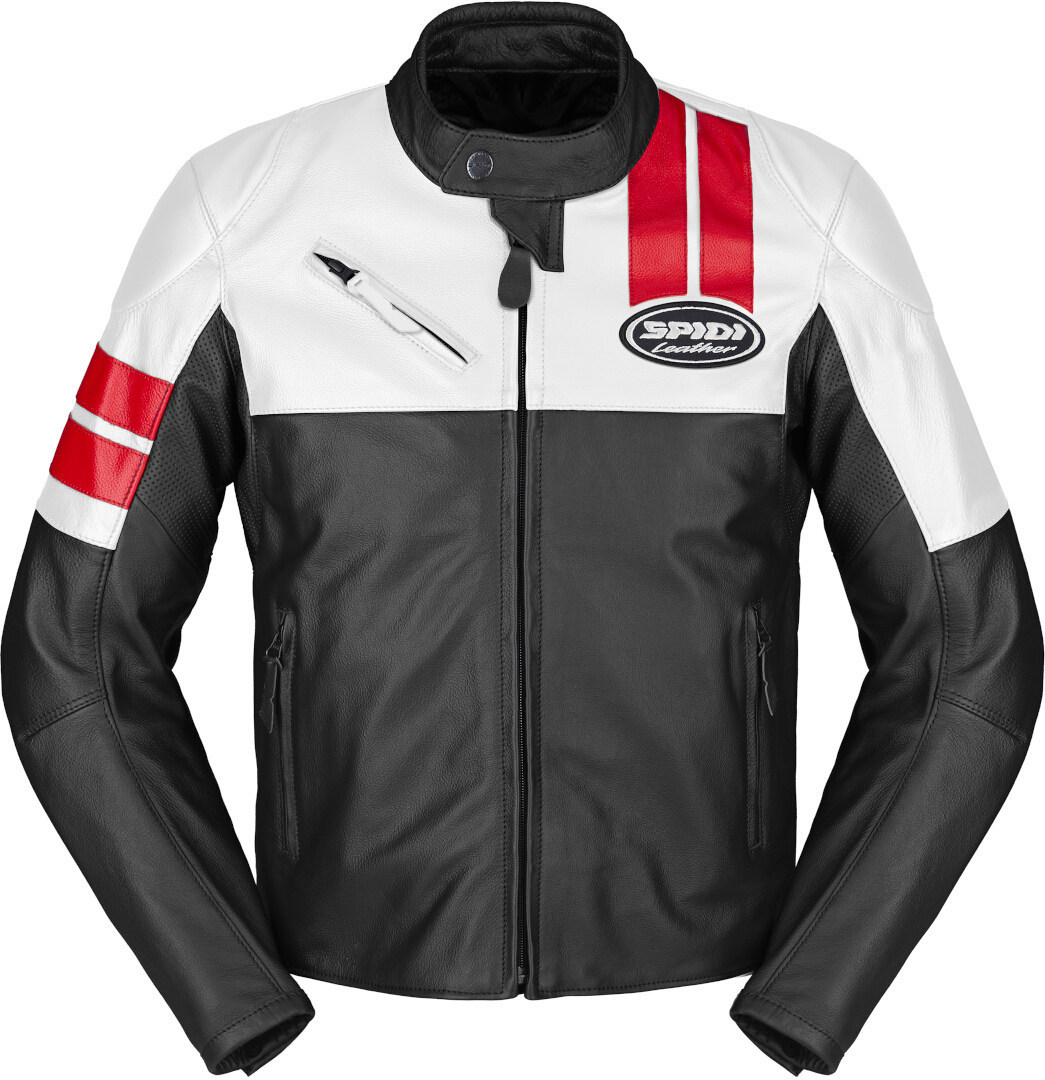 Spidi Roar Motorrad Lederjacke weiß/rot/schwarz 60 Abbildung 1