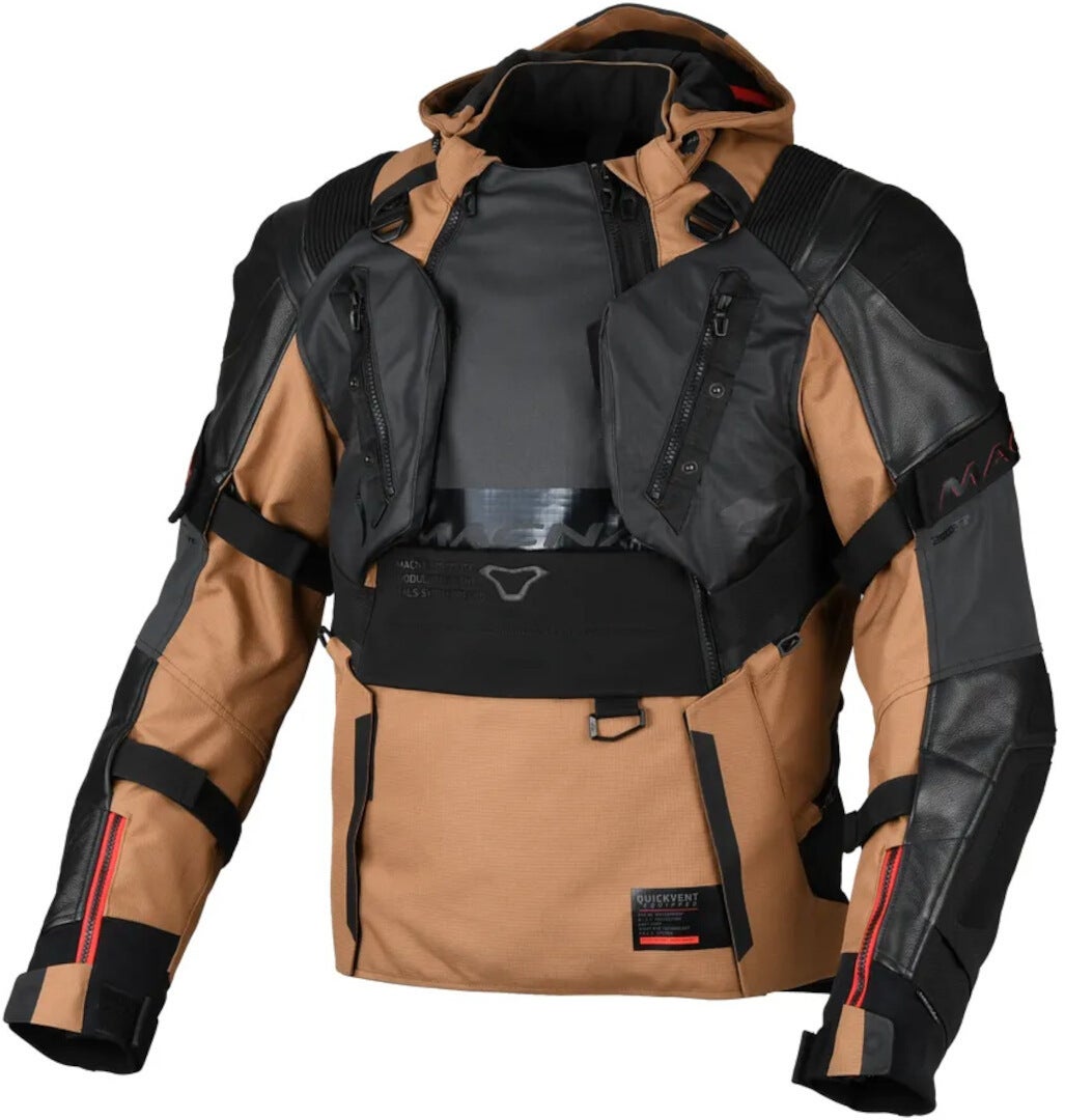 Macna Tryton NightEye: giacca impermeabile in pelle e tessuto per motociclisti
