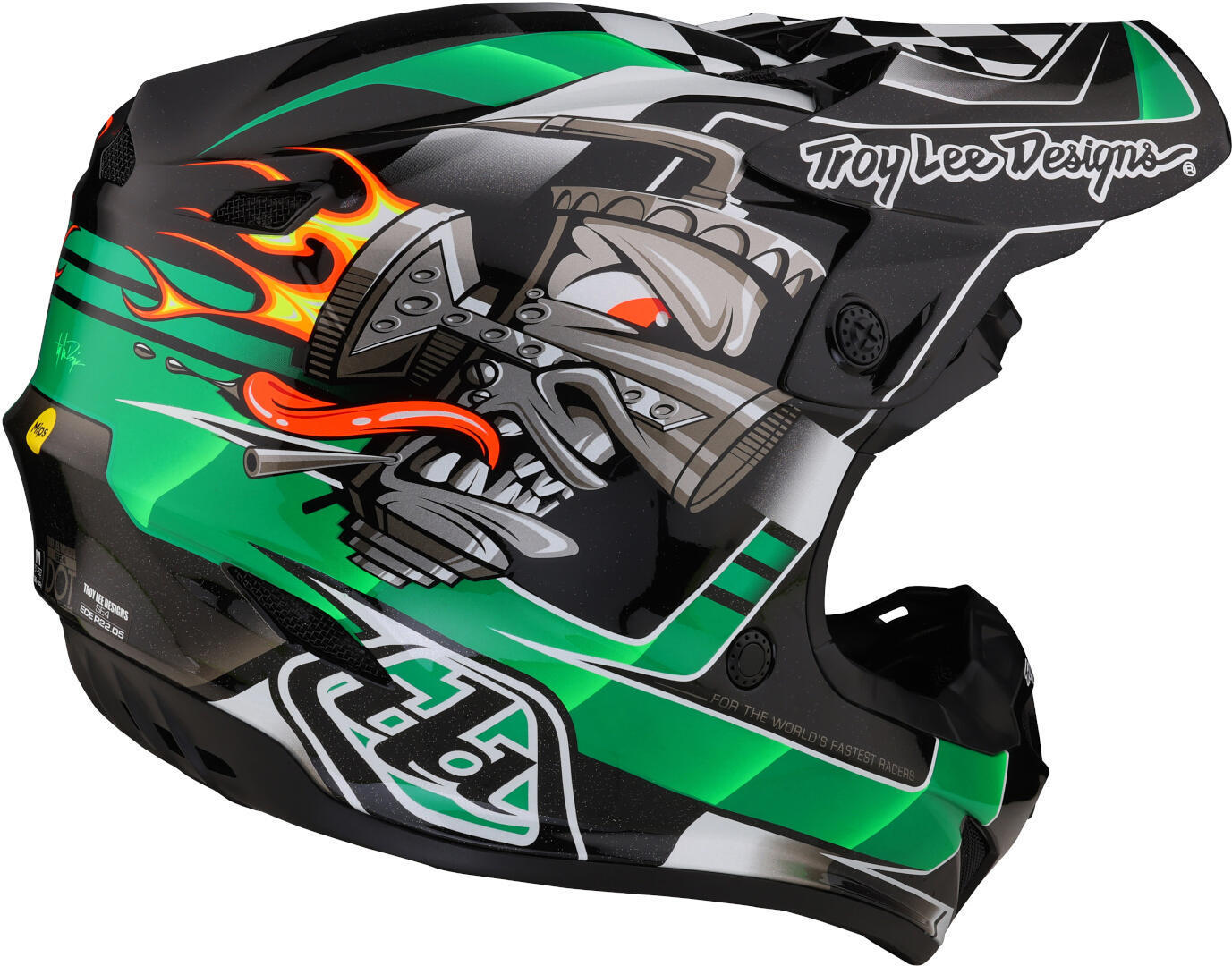 Troy Lee Designs SE4 Polyacrylite Carb MIPS Motocross hjelm sort/grøn/sølv L (58/59) Figur 7
