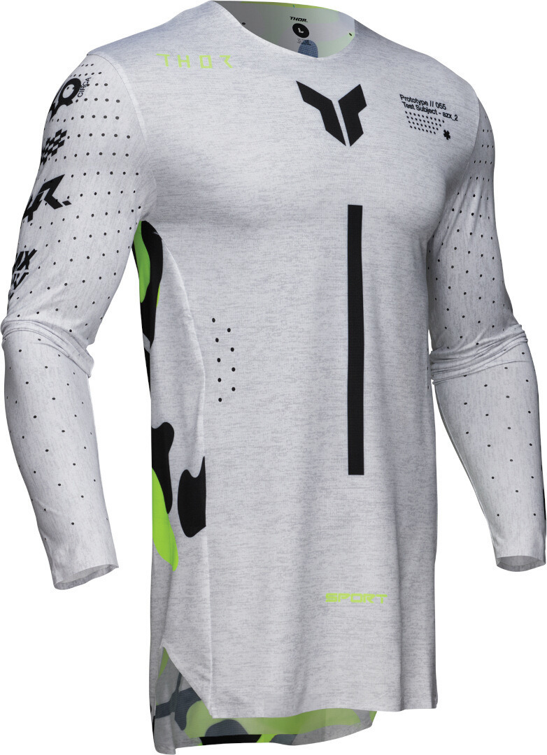 Thor Sportmode Riot Tricou de motocross gri deschis/negru/galben neon S Figura 2