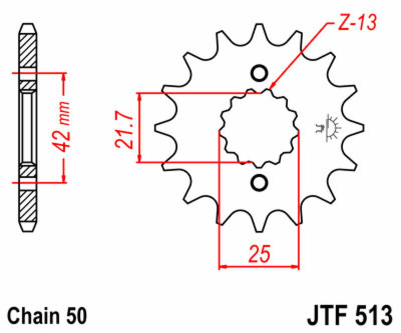PROCHETE JT Pinionul standard din oțel față 513 - 530 Figura 3
