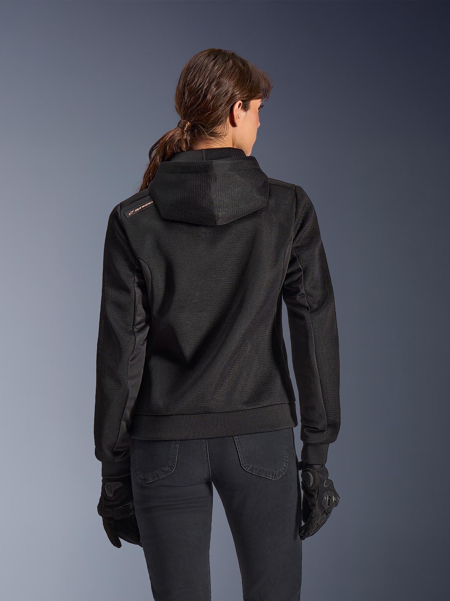 Side view of Alpinestars Stella Chrome Superairflow Ladies Motorcycle Zip Hoodie