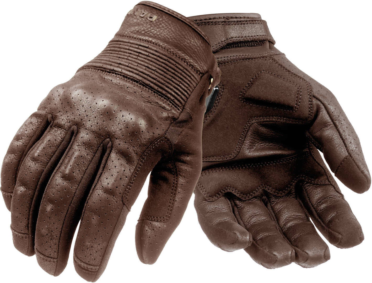Pando Moto Onyx Black perforerede motorcykelhandsker brun L Figur 1