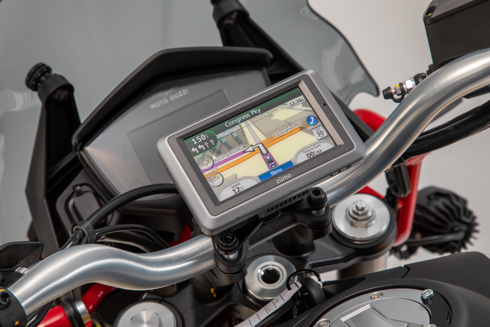 SW-Motech GPS-fäste för styre - Svart. Moto Guzzi V85 TT (19-23). Figur 1
