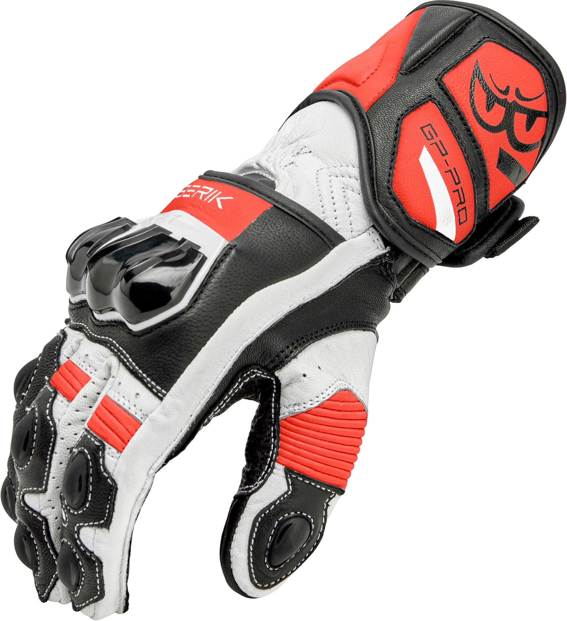 Berik Yokoto Motorcykel handsker sort/neon-rød/hvid S Figur 3