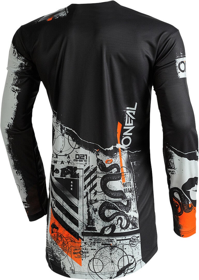 Oneal Mayhem Scarz V.22 Motocross Jersey sort/hvid/orange XL Figur 2