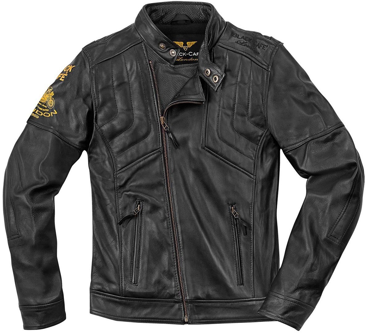 Black-Cafe London Sari Jachetă de piele de motocicletă negru 50 Figura 1
