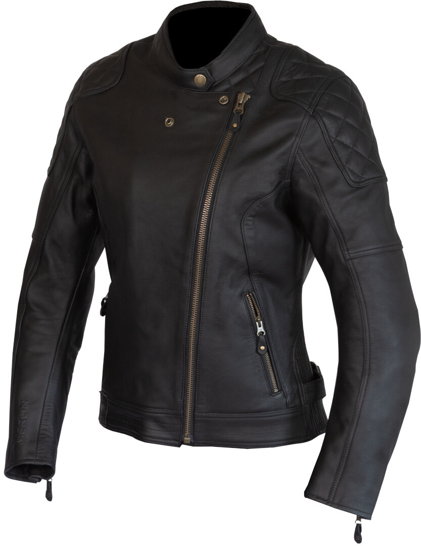 Merlin Bristol D3O Cafe Damen Motorrad Lederjacke schwarz XL Abbildung 3