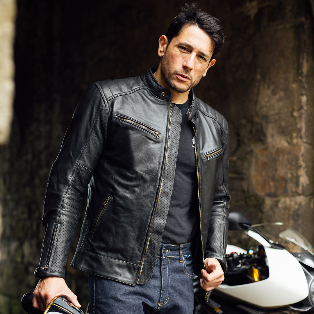Side view of Merlin Chase II D3O Motorcycle Leather Jacket