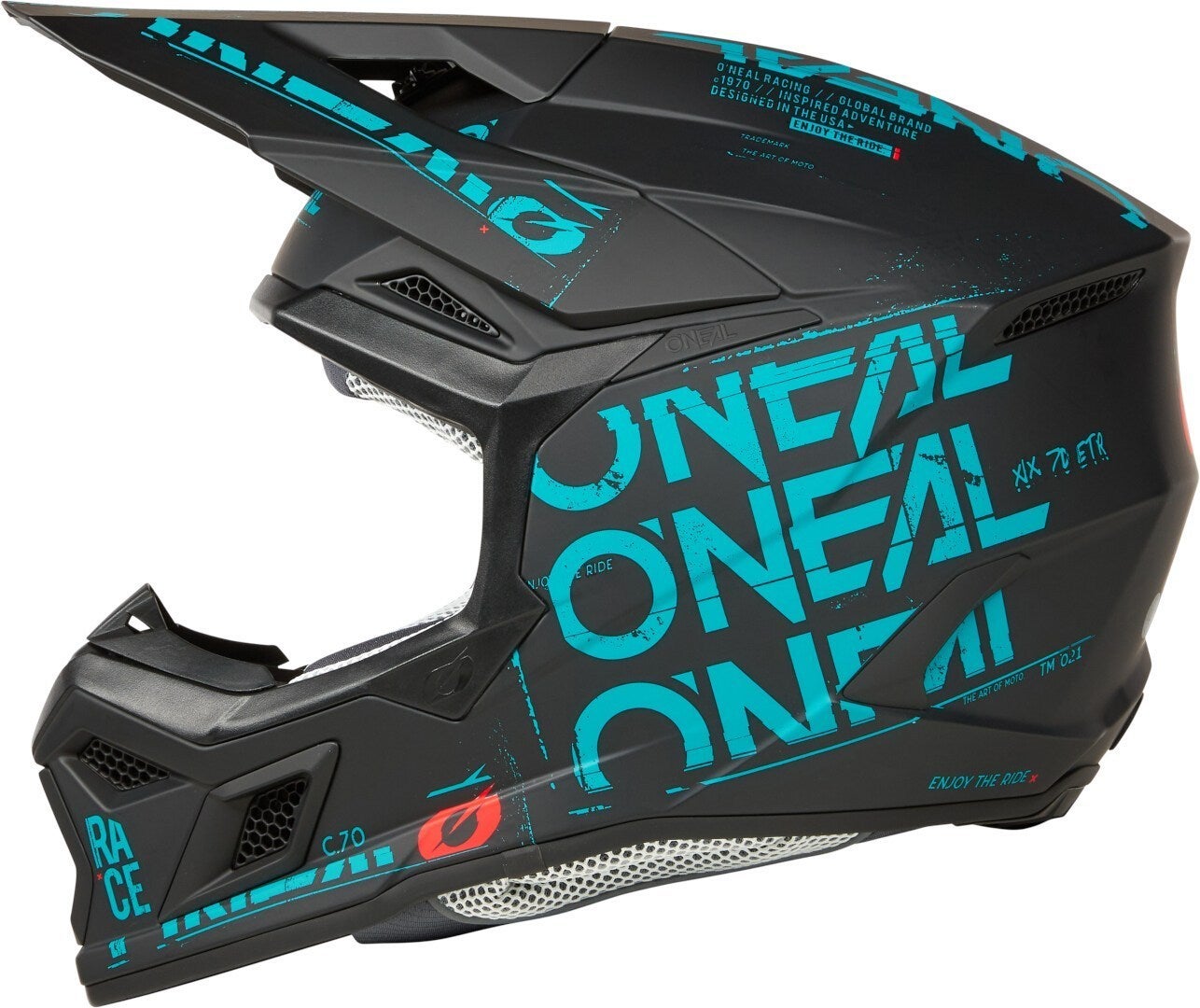 Oneal 3SRS Static Casco da motocross nero/turchese 2XL Figura 5
