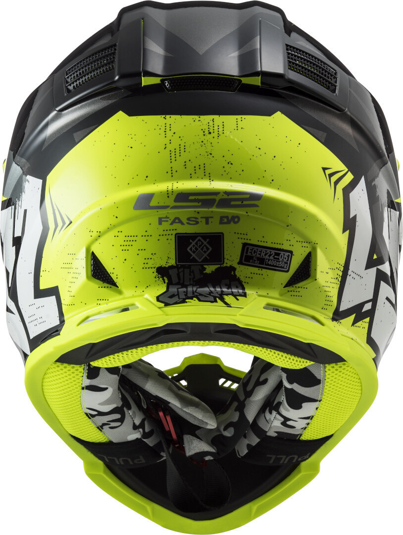 LS2 MX437 Fast Evo Crusher Casco Motocross nero opaco/neon S (55/56) Figura 3