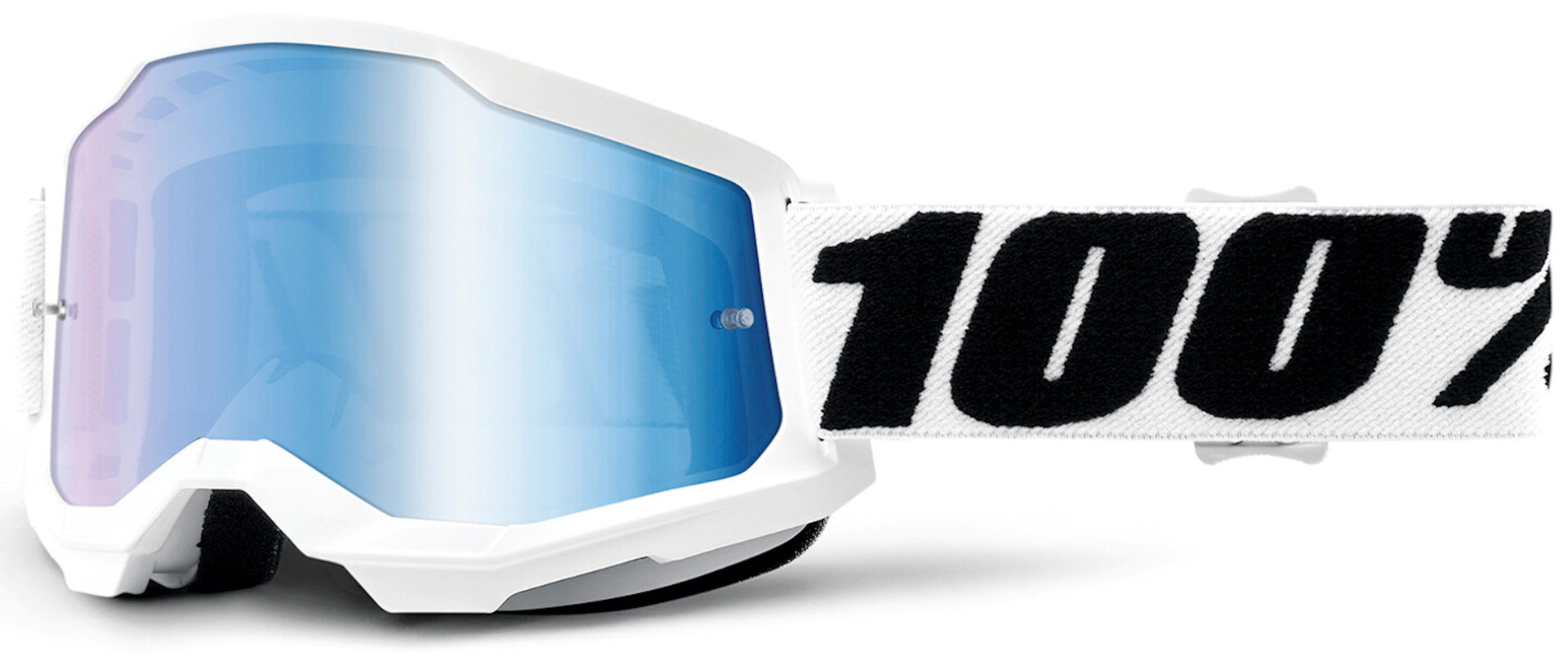 100% Strata 2 Chrome Ochelari de motocross Alb/Negru Figura 1