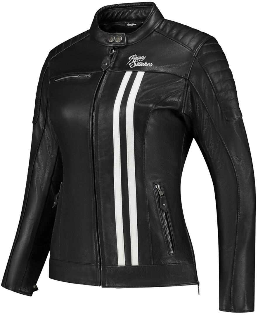 Rusty Stitches Alice Jachetă de piele pentru motociclete pentru doamne alb/negru 44 Figura 1